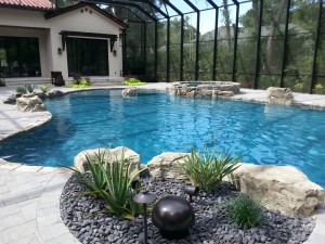 Pool and spa w/rock